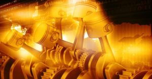 pistons working in a factory