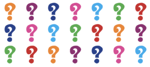 series of colorful question marks