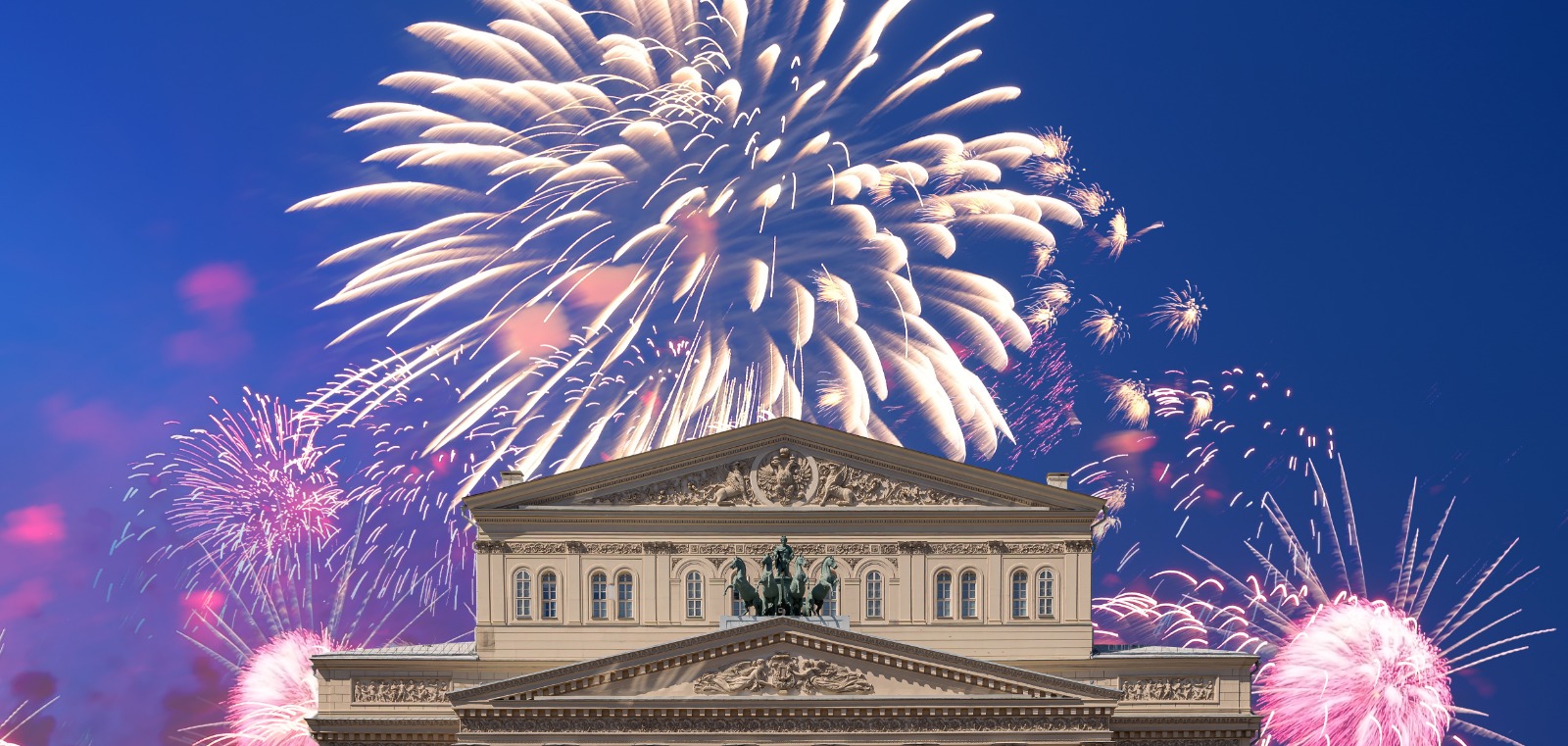 mansion with fireworks