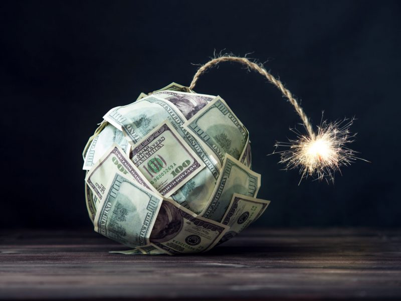 Big,Bomb,Of,Money,Hundred,Dollar,Bills,With,A,Burning